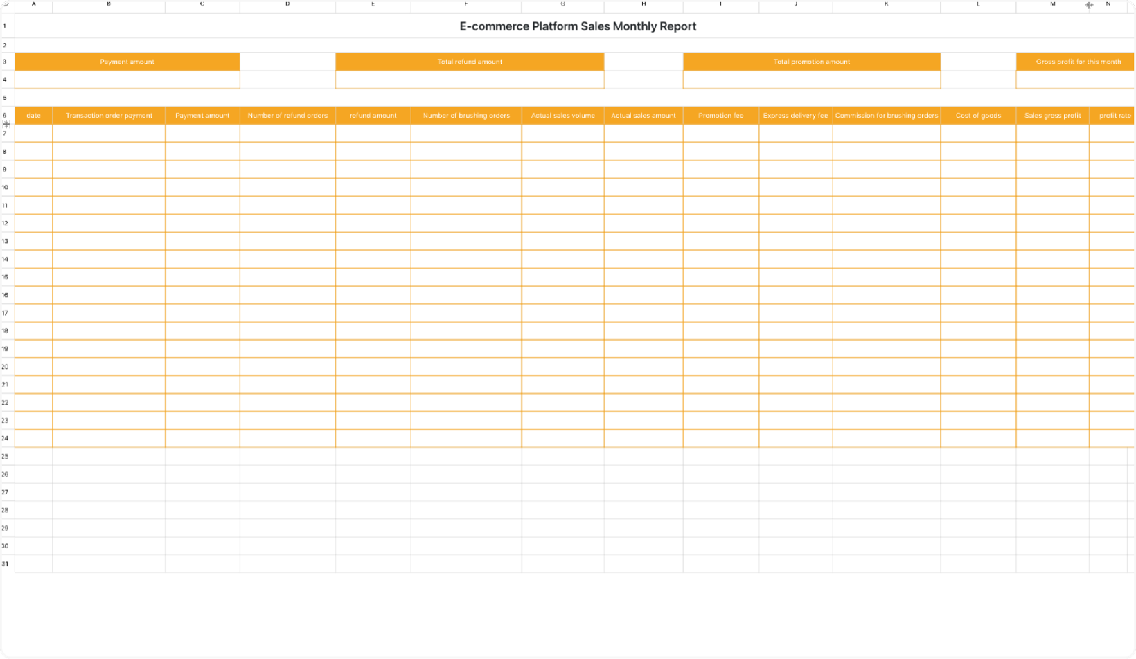 Monthly e-commerce platform sales report 1